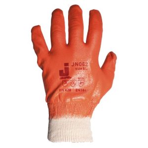 JETAPRO Перчатки c полным нитриловым покрытием, подкладка 100% хлопок, цв. оранжевый,  XL /12