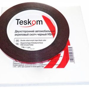 TESKOM Лента двухсторонняя БАБИНА 9мм*33м, черная, 1.1мм, до 120С HSA  /10