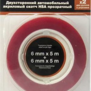 TESKOM Лента двухсторонняя HSA 2шт по 6мм*5м, ПРОЗРАЧНАЯ, 1.0мм, до 120С (акриловая)