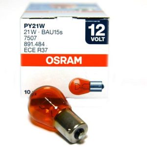 ЛАМПА OSRAM  1- контактная  с цоколем желтая  12V*21W  891.484  Italy /10шт/