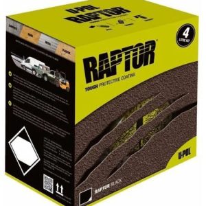 U-POL RAPTOR Прочное защитн.покрытие 3:1 черный 3,8л ( 4х0,712л+0,95л отв.)+Пистолет антигравийный